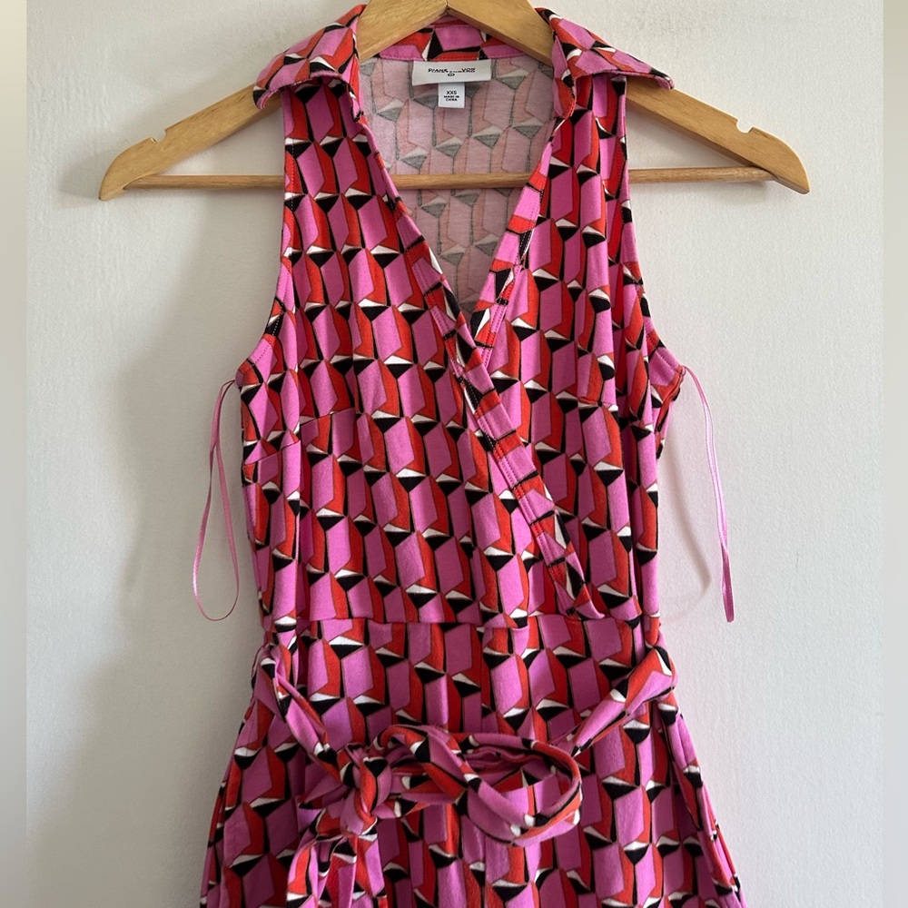 Diane Von Fürstenberg DVF X Target Pink Retro Wide Leg Collared Jumpsuit XXS - Picture 7 of 10